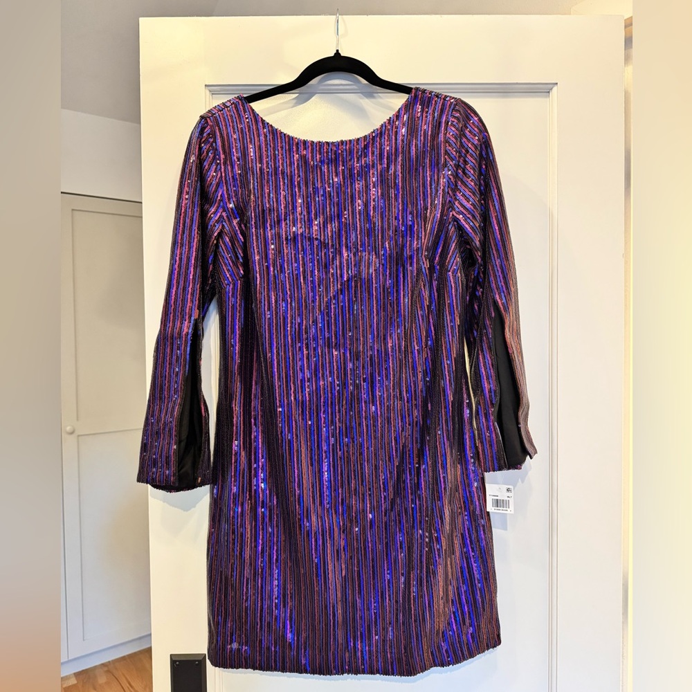 New with tags, never worn Trina Turk sequin mini dress with sleeves, sz 10 US